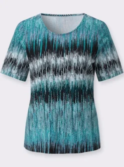 Kurzarmshirt mit hochwertiger Viskose, bedruckt