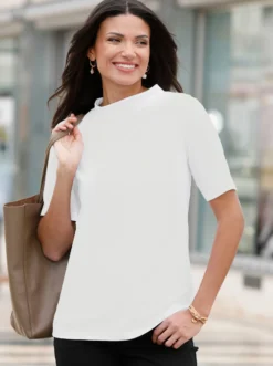 Kurzarmshirt mit Kelchkragen