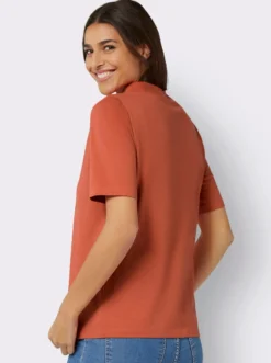 Kurzarmshirt mit Kelchkragen