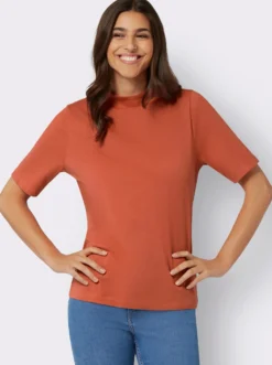 Kurzarmshirt mit Kelchkragen