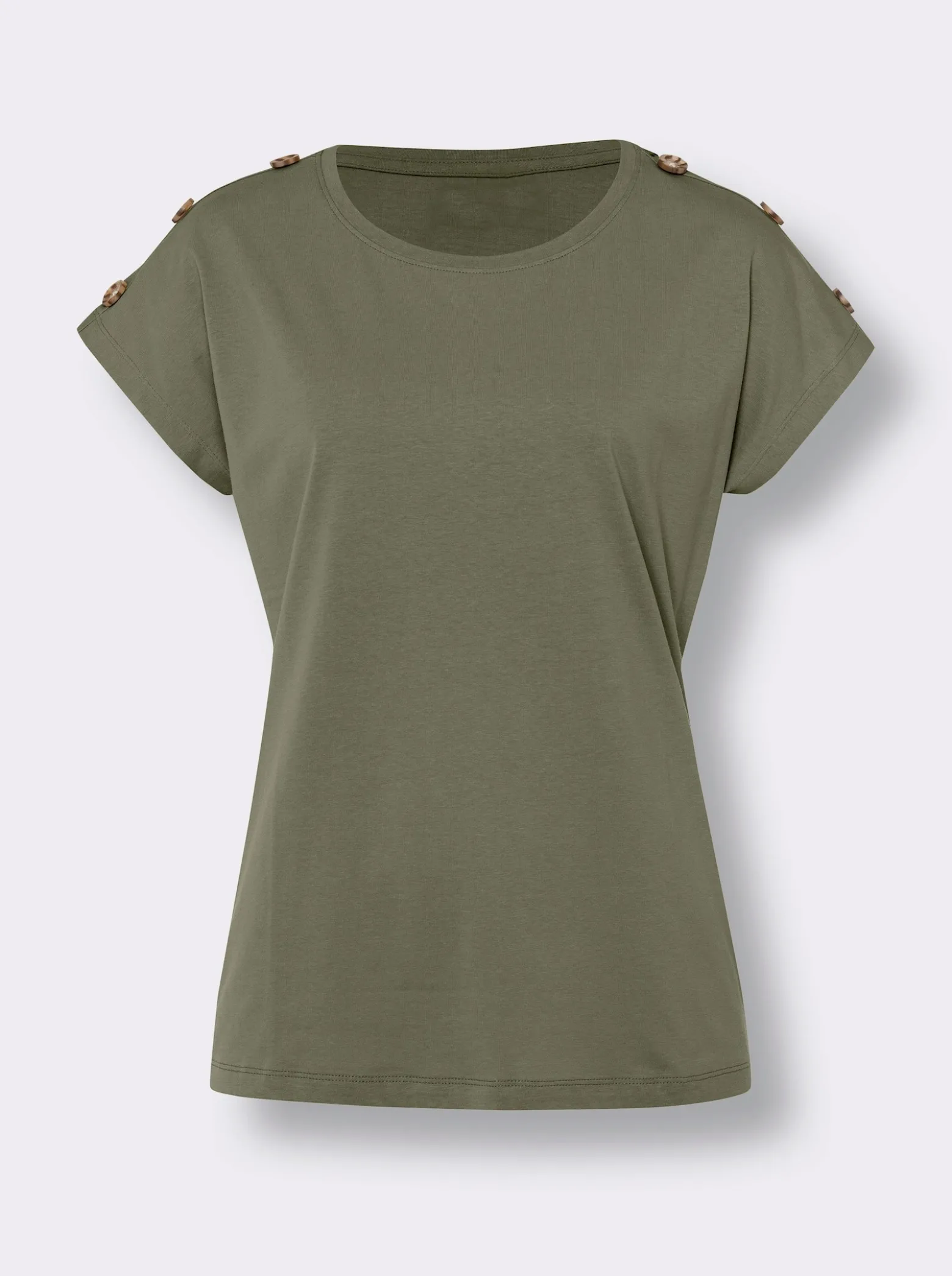 Kurzarmshirt mit Knöpfen in Horn-Optik