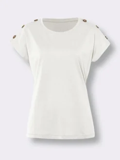 Kurzarmshirt mit Knöpfen in Horn-Optik