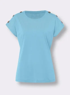 Kurzarmshirt mit Knöpfen in Horn-Optik