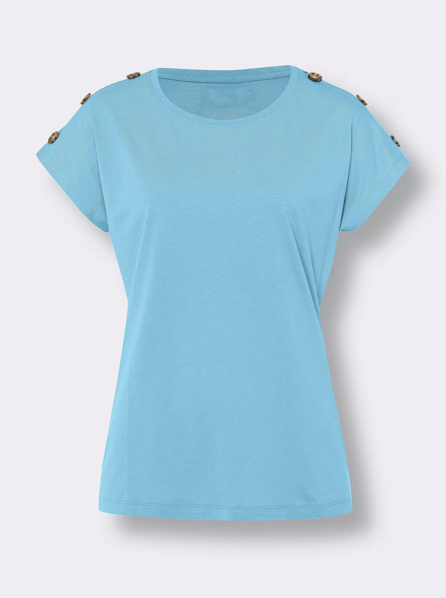 Kurzarmshirt mit Knöpfen in Horn-Optik