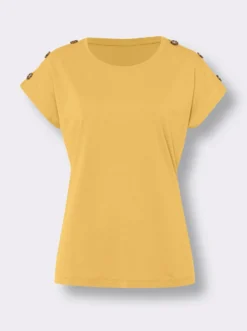 Kurzarmshirt mit Knöpfen in Horn-Optik