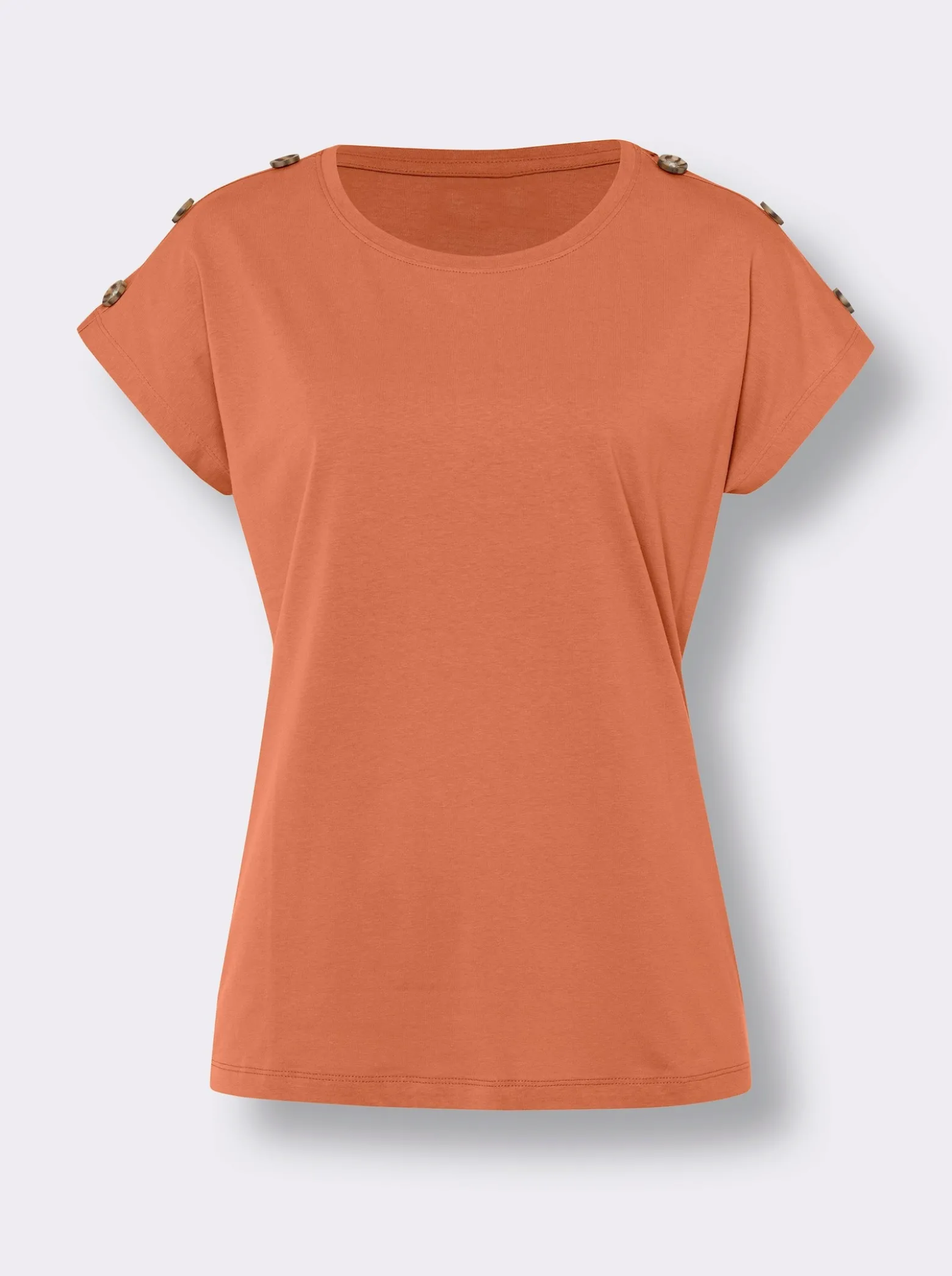 Kurzarmshirt mit Knöpfen in Horn-Optik
