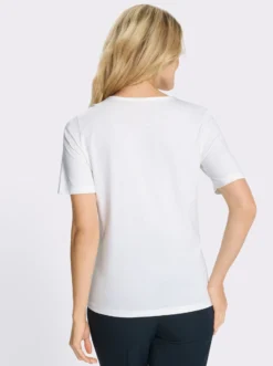 Kurzarmshirt mit kontrastfarbigen 3D-Blüten