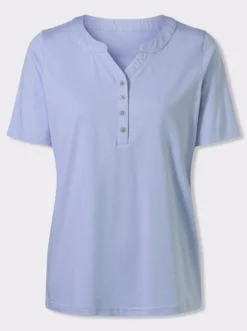 Kurzarmshirt mit Kontrastknöpfen