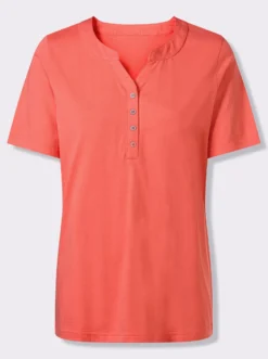 Kurzarmshirt mit Kontrastknöpfen