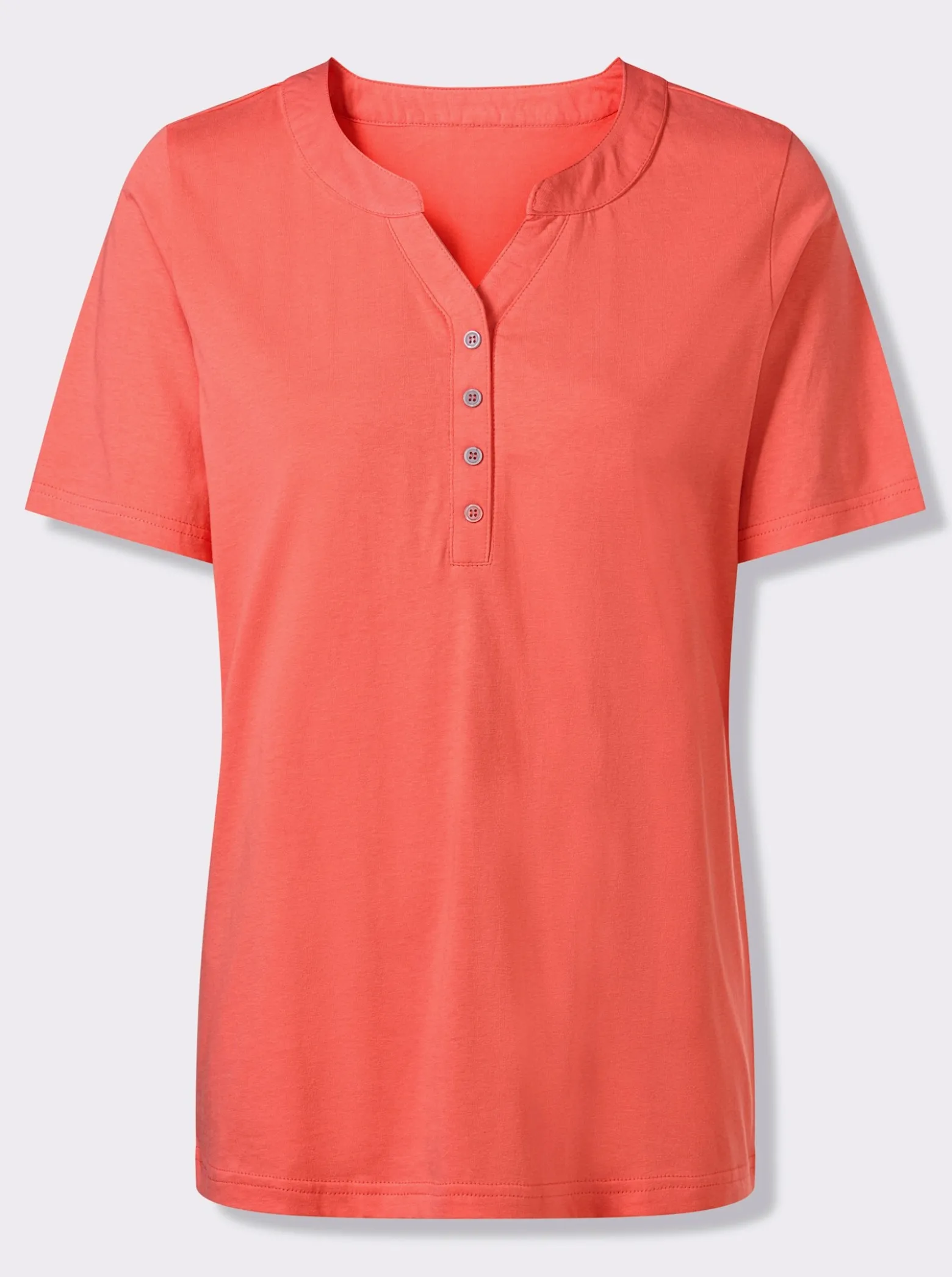 Kurzarmshirt mit Kontrastknöpfen