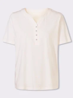 Kurzarmshirt mit Kontrastknöpfen