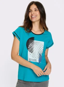Kurzarmshirt mit Kontrast-Paspeln
