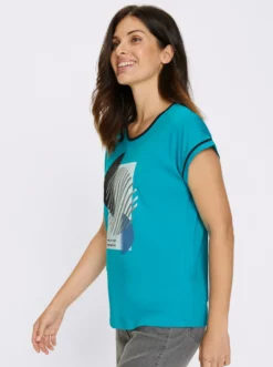 Kurzarmshirt mit Kontrast-Paspeln