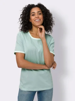 Kurzarmshirt mit Kontrast-Paspeln