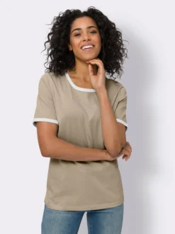 Kurzarmshirt mit Kontrast-Paspeln