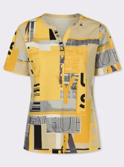 Kurzarmshirt mit kurzer Knopfleiste