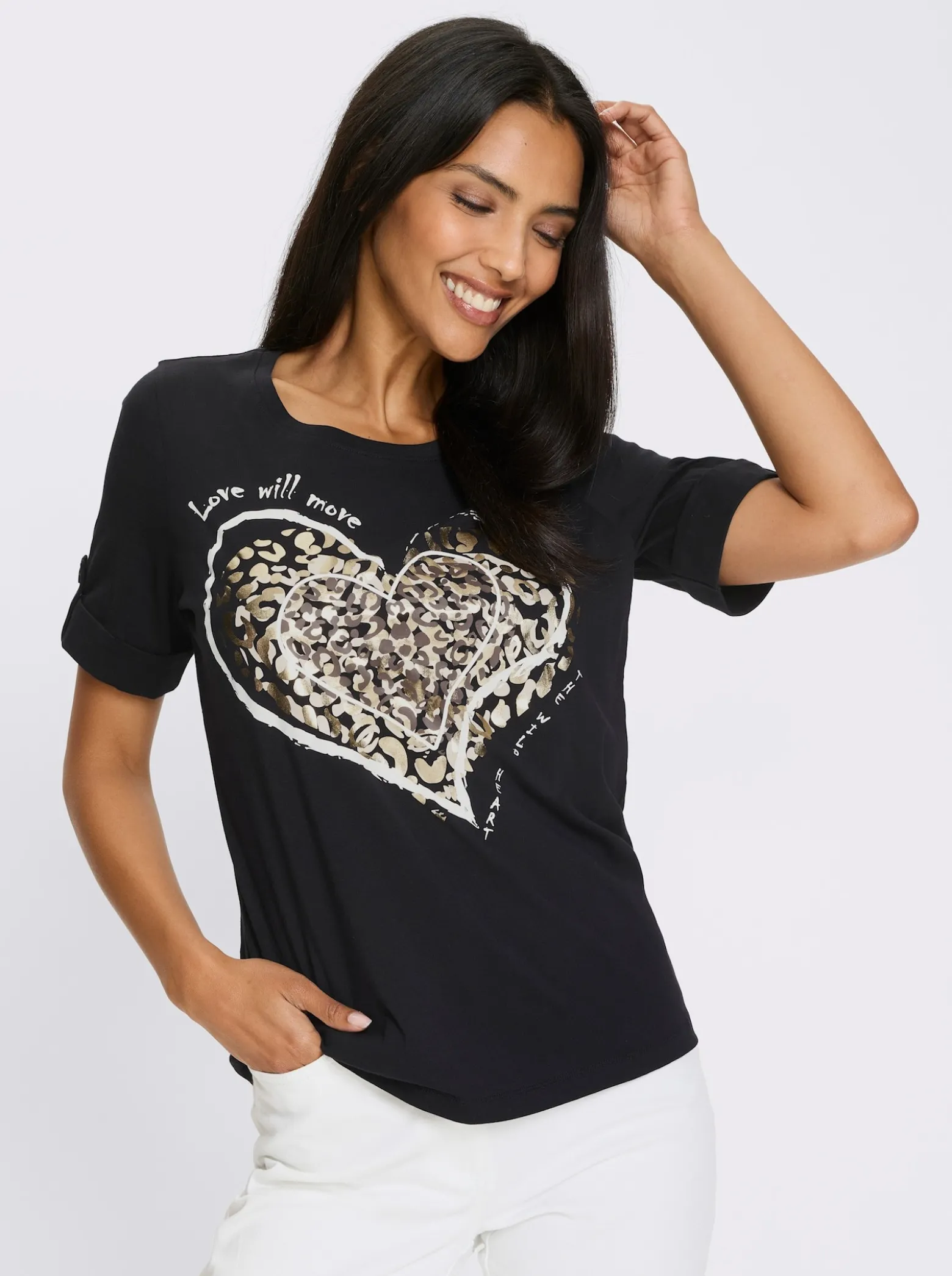 Kurzarmshirt mit Leo-Print