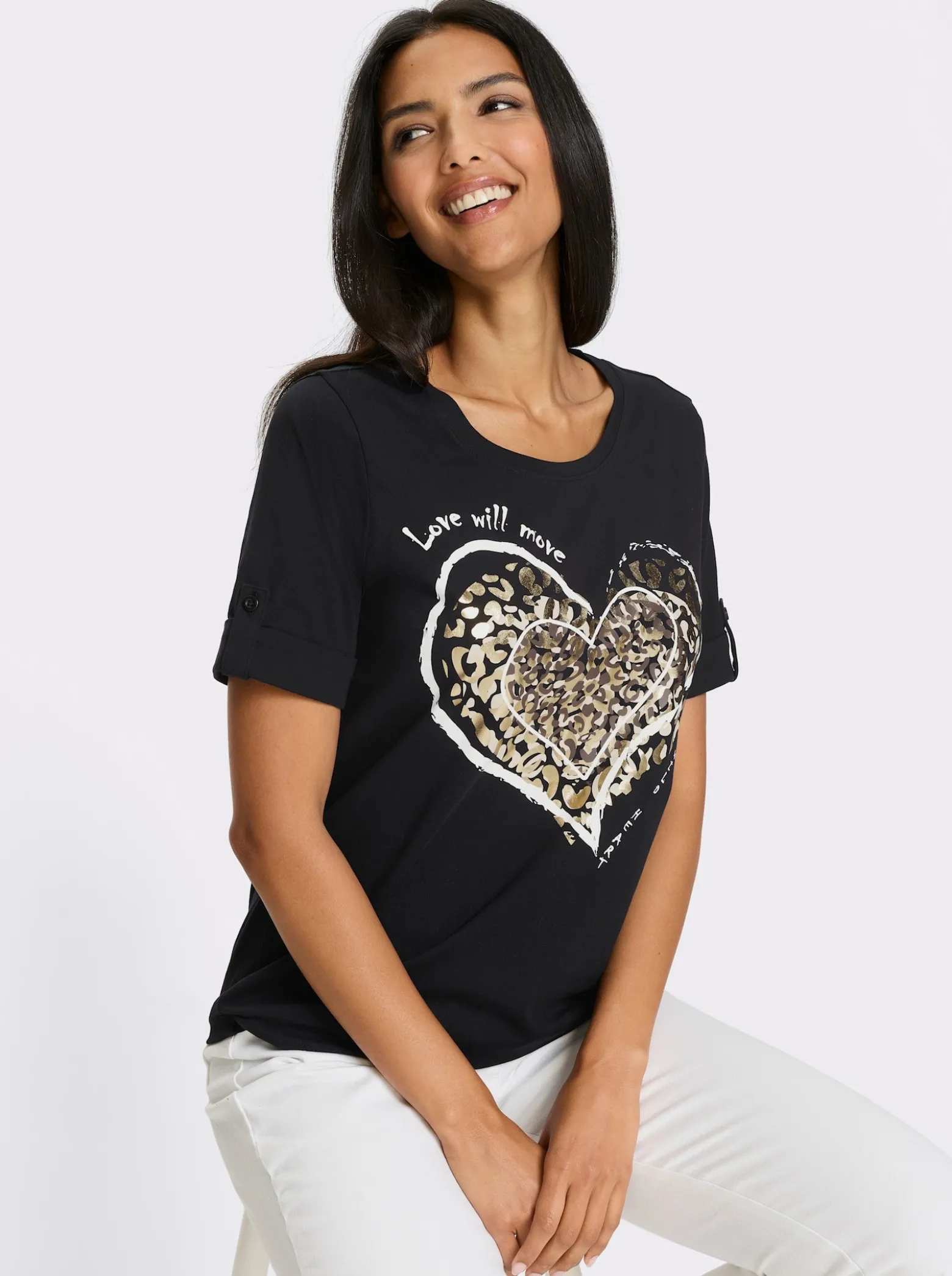Kurzarmshirt mit Leo-Print