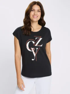 Kurzarmshirt mit Lettering-Print