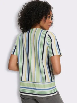 Kurzarmshirt mit Längsstreifen, Baumwolle