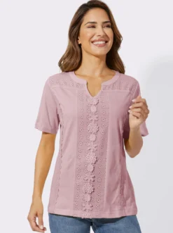 Kurzarmshirt mit Lochstickerei
