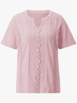 Kurzarmshirt mit Lochstickerei