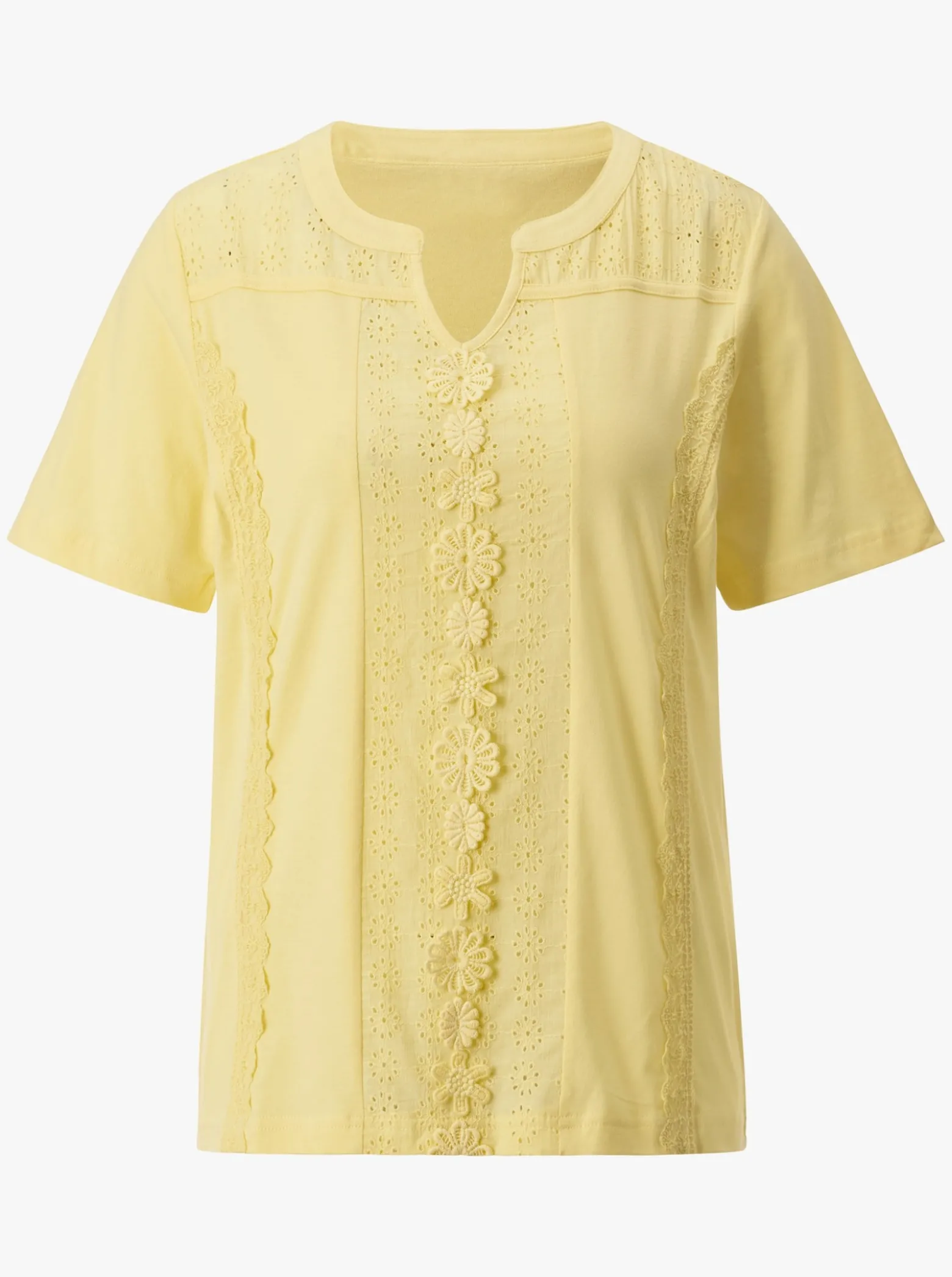 Kurzarmshirt mit Lochstickerei