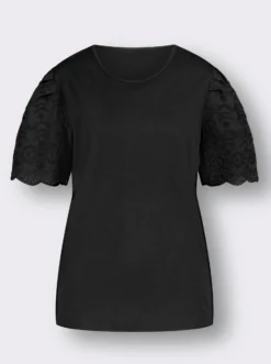 Kurzarmshirt mit Lochstickerei
