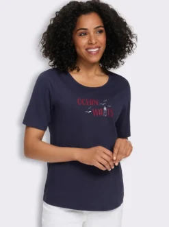Kurzarmshirt mit maritimem Aufdruck