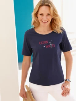 Kurzarmshirt mit maritimem Aufdruck