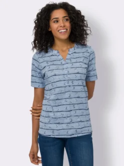 Kurzarmshirt mit maritimem Dessin