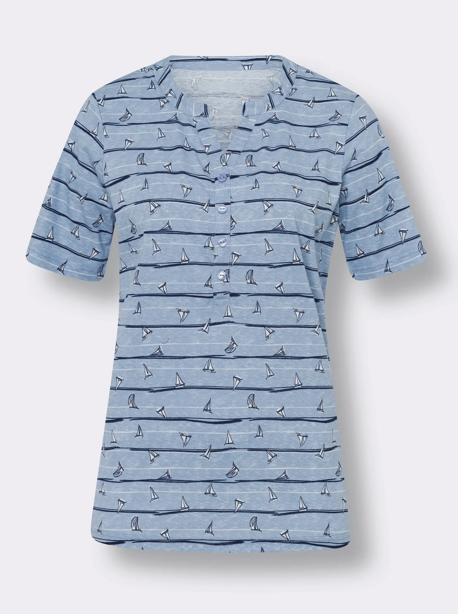 Kurzarmshirt mit maritimem Dessin