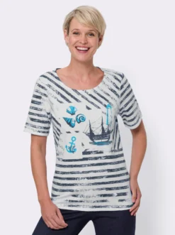 Kurzarmshirt mit maritimem Druck