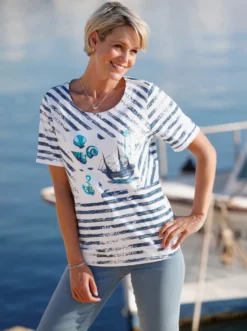 Kurzarmshirt mit maritimem Druck