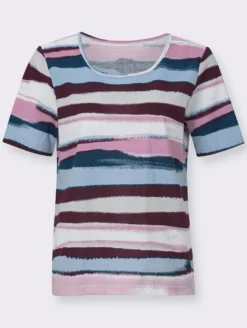 Kurzarmshirt mit mehrfarbigen Streifen