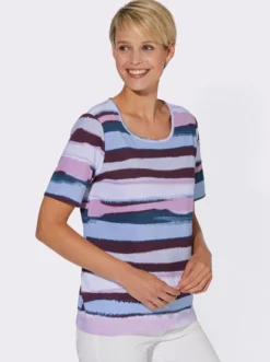 Kurzarmshirt mit mehrfarbigen Streifen