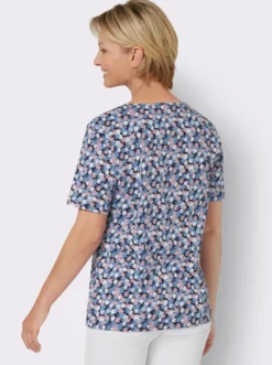 Kurzarmshirt mit Millefleurs-Muster