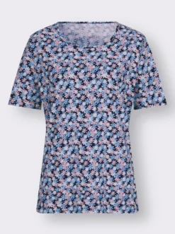 Kurzarmshirt mit Millefleurs-Muster