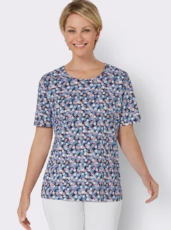 Kurzarmshirt mit Millefleurs-Muster
