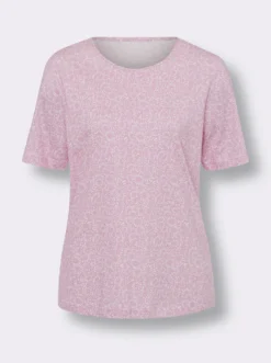 Kurzarmshirt mit Minimal-Floral-Muster