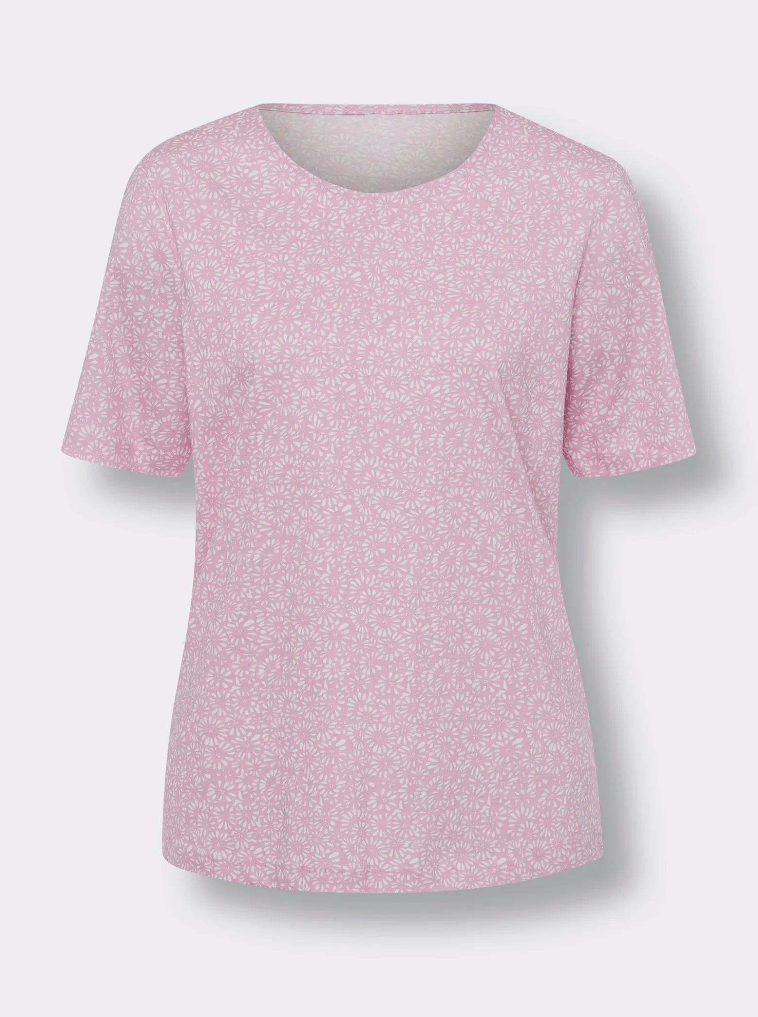 Kurzarmshirt mit Minimal-Floral-Muster