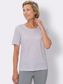 Kurzarmshirt mit Minimal-Floral-Muster