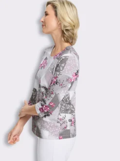 Kurzarmshirt mit Patch-Muster, Baumwolle