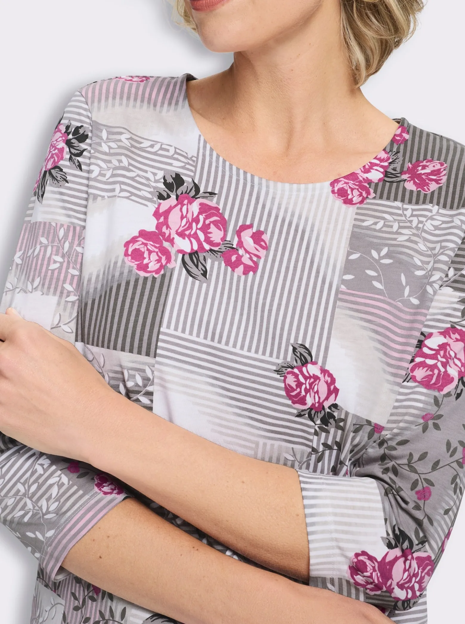 Kurzarmshirt mit Patch-Muster, Baumwolle