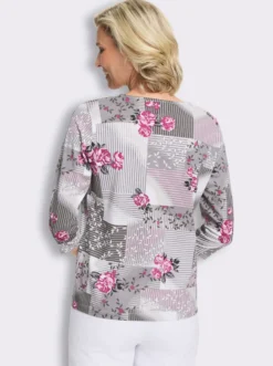 Kurzarmshirt mit Patch-Muster, Baumwolle