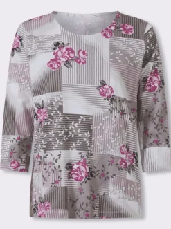 Kurzarmshirt mit Patch-Muster, Baumwolle