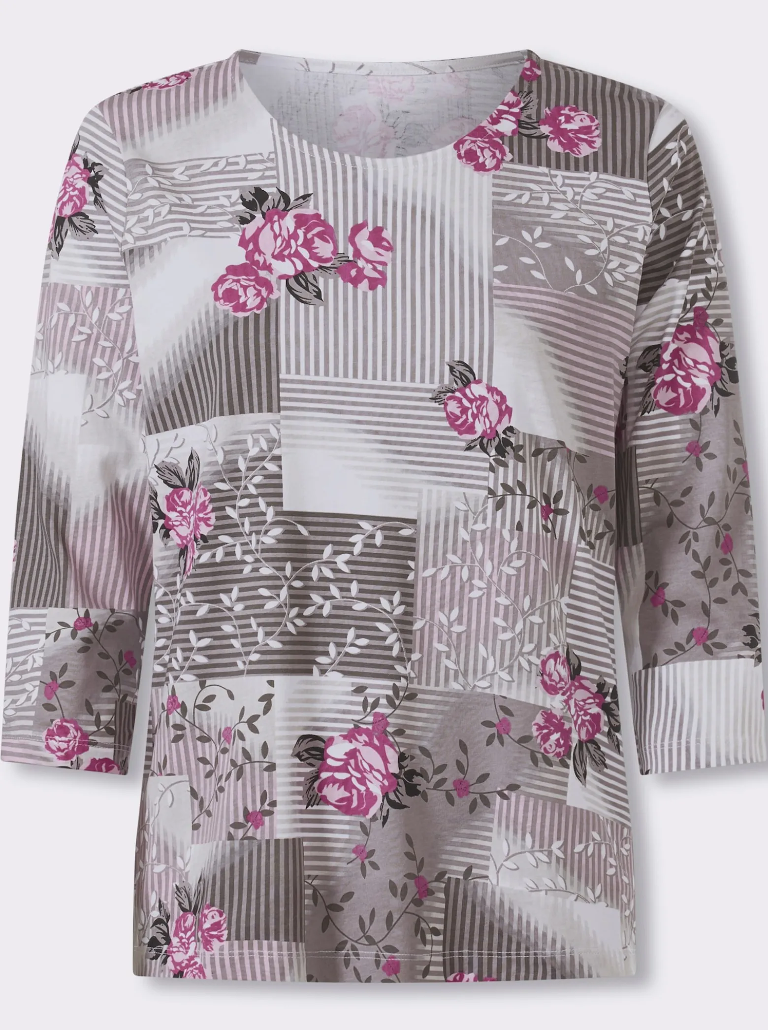 Kurzarmshirt mit Patch-Muster, Baumwolle