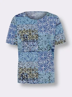 Kurzarmshirt mit Patchwork-Druck