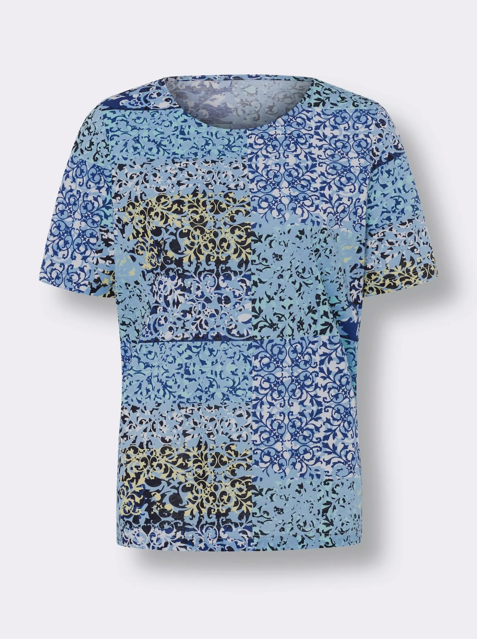 Kurzarmshirt mit Patchwork-Druck