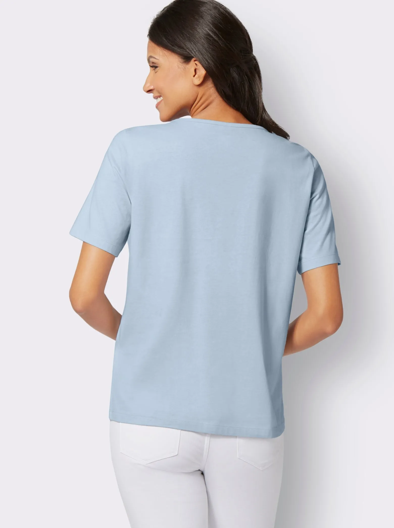 Kurzarmshirt mit platziertem Blüten-Druck